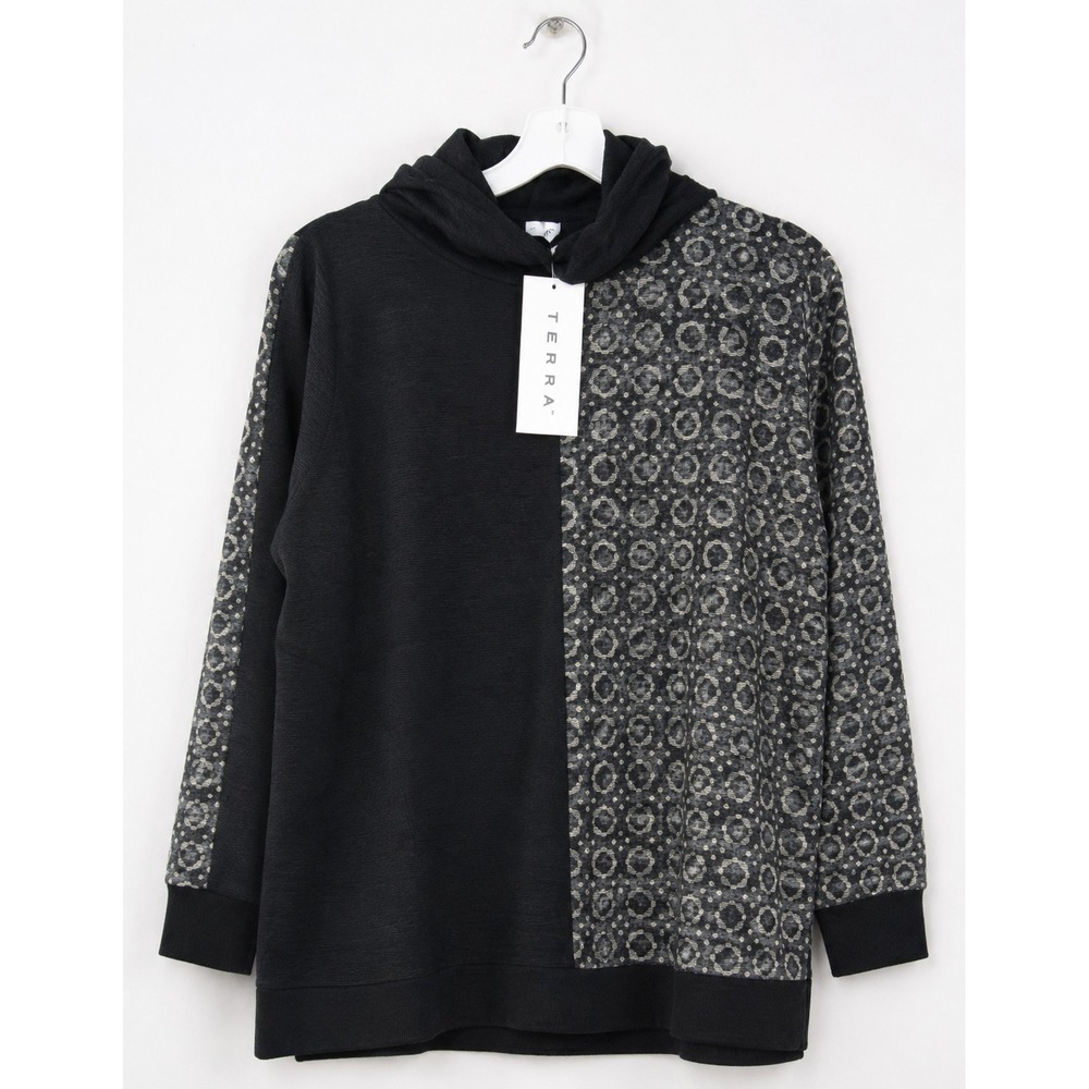 Women knit top by Terra long sleeve pullover black‎ Large New NWT Z112 Excellent
